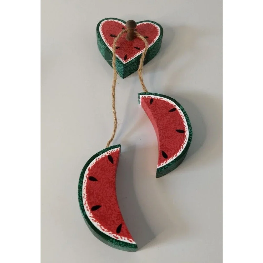 Wooden WATERMELON Slices Hanging Wall Decor Vintage HomeCo Summer Farmhouse‎ NEW